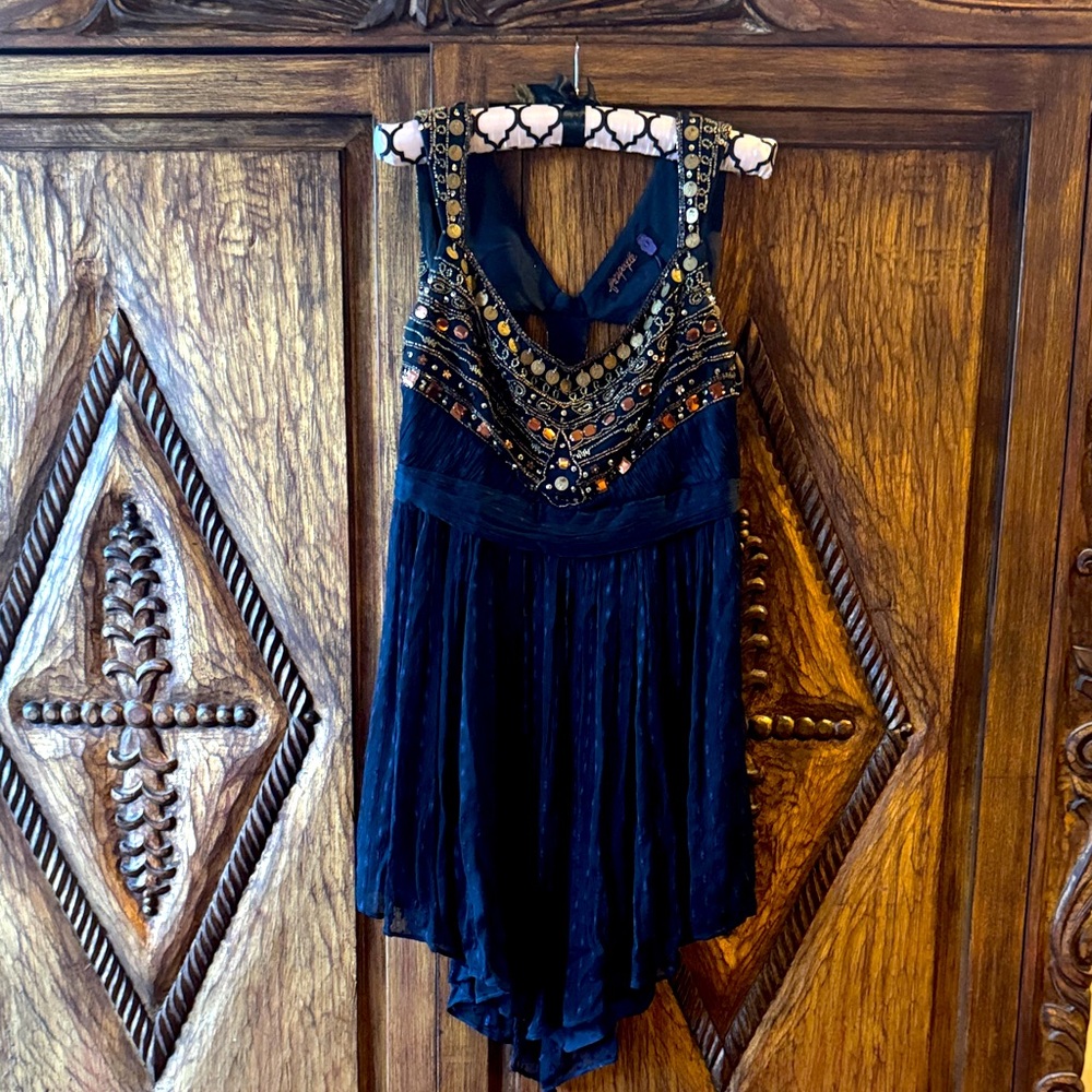 Free People Navy Embellished Dress